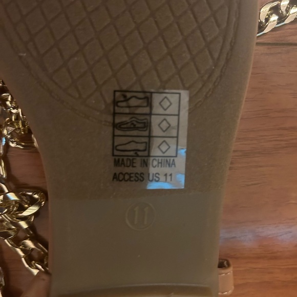Nude Breaking The Link Flat Sandals with Gold Chain Ankle Straps. New Size 10 - Picture 6 of 6